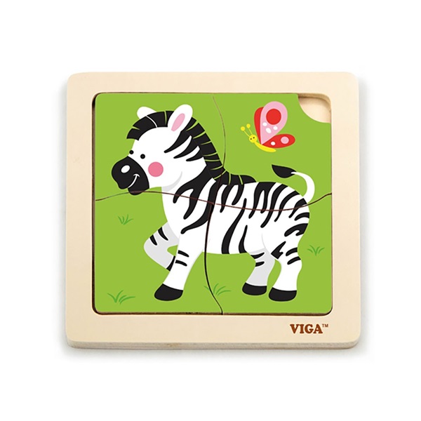 Wooden puzzle for kids Viga 4 pieces Zebra