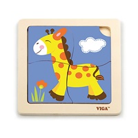 Wooden puzzle for kids Viga 4 pieces Giraffe