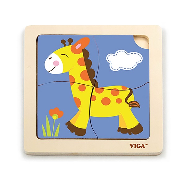 Wooden puzzle for kids Viga 4 pieces Giraffe