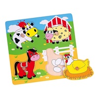 Children's wooden puzzle with handles Viga Surprise Farm