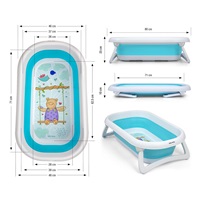 Milly Mally Aqua blue folding baby bath tub with drain