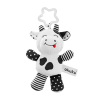 Plush toy with rattle Akuku cow black and white