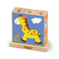 Wooden puzzle blocks on stand Viga Zoo