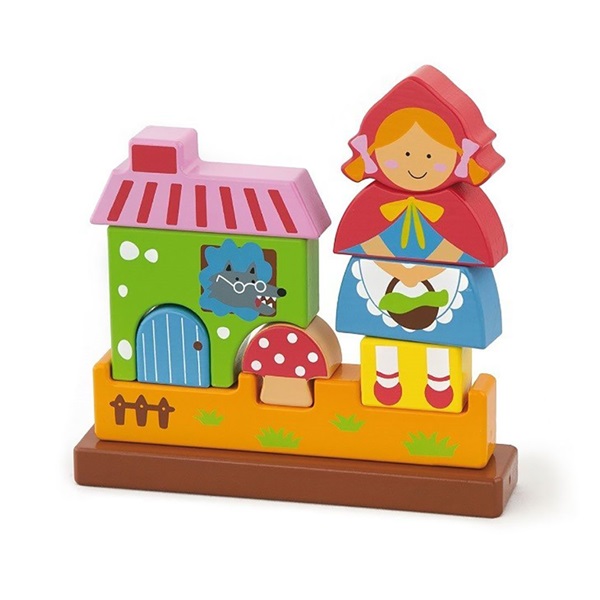 Wooden magnetic puzzle 3D cubes Viga Little Red Riding Hood
