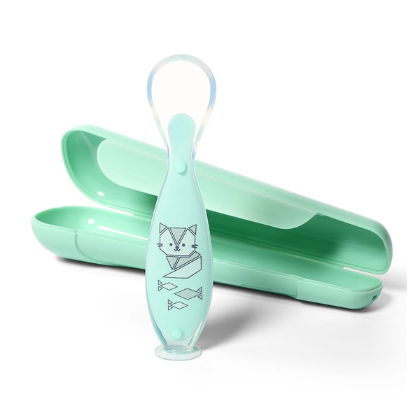 Spoon with suction cup Baby Ono green