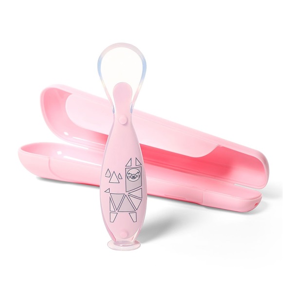 Spoon with suction cup Baby Ono pink