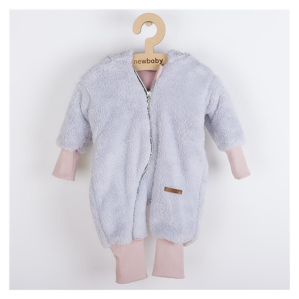 New Baby Teddy bear winter jumpsuit grey and pink, size 80 (9-12m)