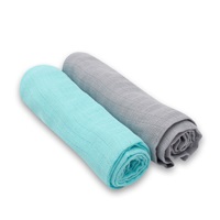 Cotton diapers New Baby 70x80 cm 2 pcs grey, turquoise