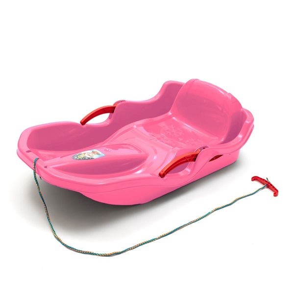 Plastic bobsleigh with backrest and brakes Baby Mix SPEED BOB pink