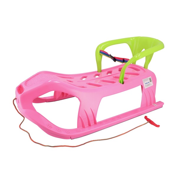 Plastic sled with backrest Baby Mix SNOW STAR pink