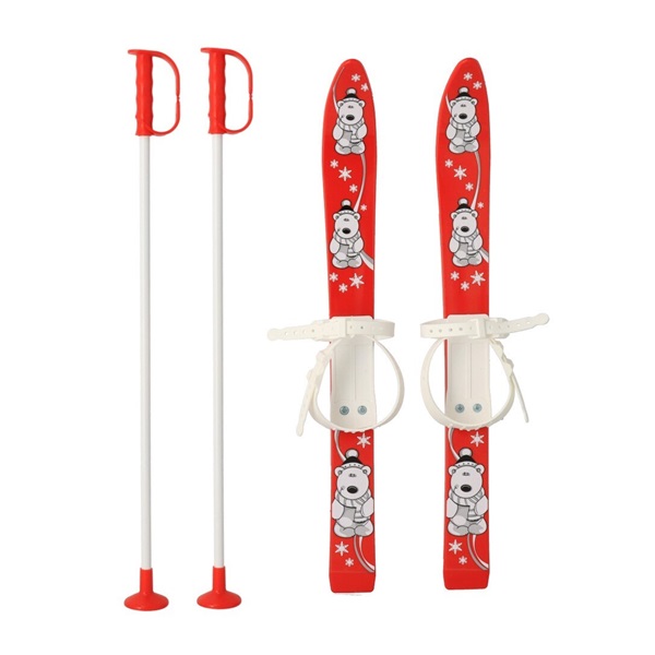 Kids skis with bindings and poles Baby Mix 70 cm red