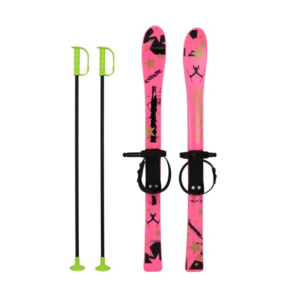 Kids skis with bindings and poles Baby Mix 90 cm pink