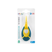 First toothbrush with silicone teether Akuku green and yellow