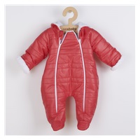 New Baby Pumi red raspberry Winter Infant Jumpsuit with Hood and Ears, size 56 (0-3m)