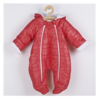 New Baby Pumi red raspberry Winter Infant Jumpsuit with Hood and Ears, size 56 (0-3m)