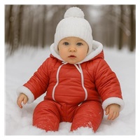 New Baby Pumi red raspberry Winter Infant Jumpsuit with Hood and Ears, size 62 (3-6m)