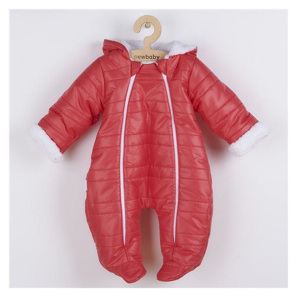 New Baby Pumi red raspberry Winter Infant Jumpsuit with Hood and Ears, size 74 (6-9m)