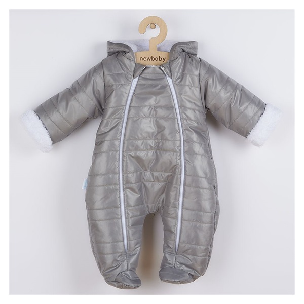 New Baby Pumi grey Winter Infant Jumpsuit with Hood and Ears, size 74 (6-9m)