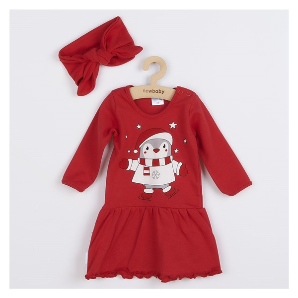 New Baby Winter Penguin Cotton Baby Dress with Headband, size 62 (3-6m)