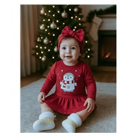New Baby Winter Penguin Cotton Baby Dress with Headband, size 86 (12-18m)