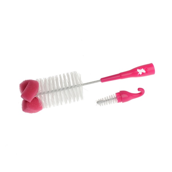 Akuku bottle and pacifier brush with sponge pink