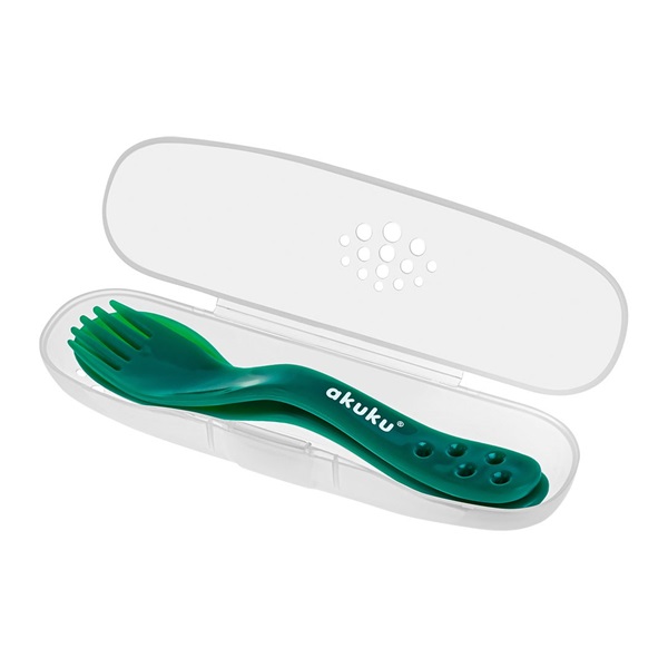 Spoon and fork in Akuku green case