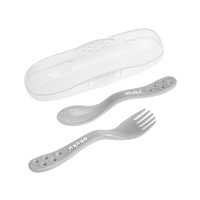 Spoon and fork in case Akuku grey