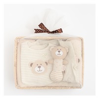 4-Piece Organic Cotton Baby Gift Set New Baby Beige, size 0-3 m