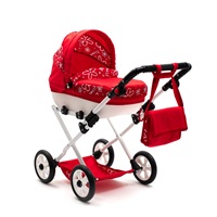 Baby stroller for dolls New Baby COMFORT red flowers white