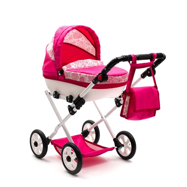 Baby stroller for dolls New Baby COMFORT pink hearts