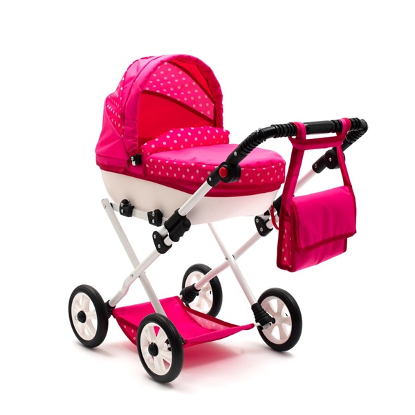 New Baby COMFORT doll stroller pink with polka dots