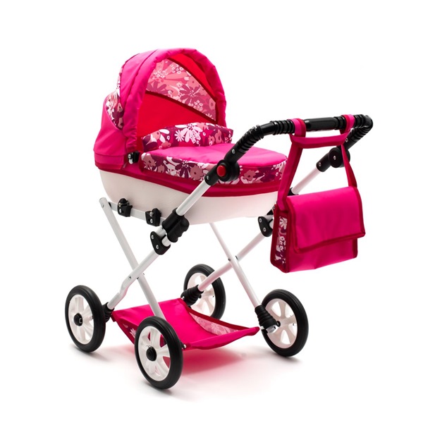 Baby stroller for dolls New Baby COMFORT pink flowers