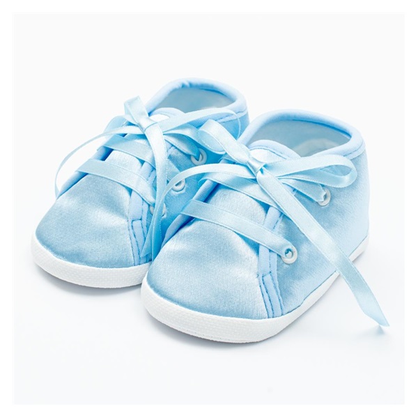 Baby satin booties New Baby blue 0-3 m, size 0-3 m