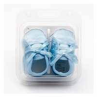 Baby satin booties New Baby blue 0-3 m, size 0-3 m