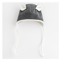 Spring Baby Cap with Neck Scarf New Baby Sebastian grey, size 62 (3-6m)