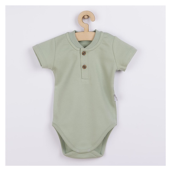 Baby cotton body with short sleeves Nicol Ivo green, size 68 (4-6m)