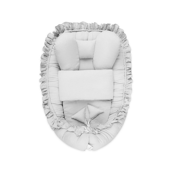 Belisima Muslin grey baby nest with duvet