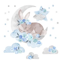 Wall sticker Sleeping rabbit blue