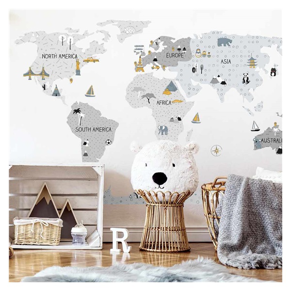 Wall sticker Map M grey