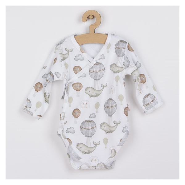 Baby cotton bodysuit with side fastening long sleeves Nicol Miki, size 62 (3-6m)