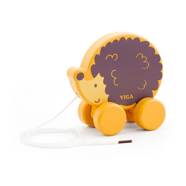 Wooden pull toy on a string Viga Hedgehog