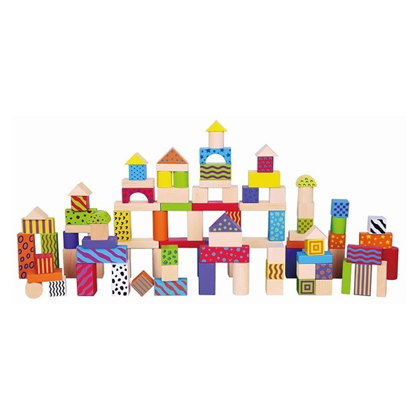 Wooden blocks for children Viga Coloured 100 pieces