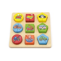 Wooden insertion puzzle shapes with cars Viga