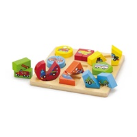 Wooden insertion puzzle shapes with cars Viga