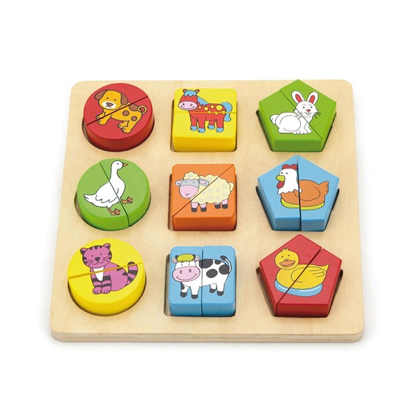 Wooden puzzle shapes with animals Viga