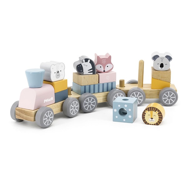 Wooden train with animals Viga