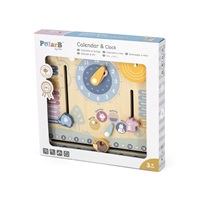 Children‘s wooden calendar with clock Viga