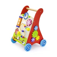 Wooden walker with activities Viga Red