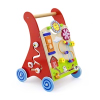 Wooden walker with activities Viga Red