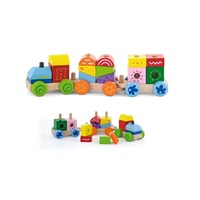 Wooden train with blocks Viga coloured